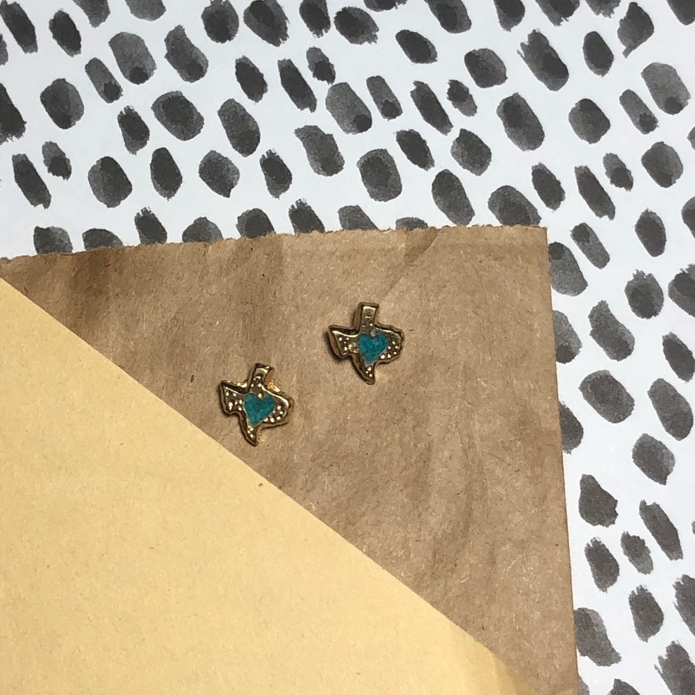 Gold and turquoise Texas earrings